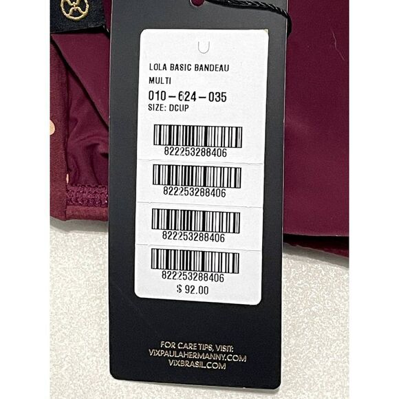 Vix Paula Hermanny Lola Polka‎ Dot Basic Bandeau D Cup Strapless Bikini Swim Top - Picture 3 of 16